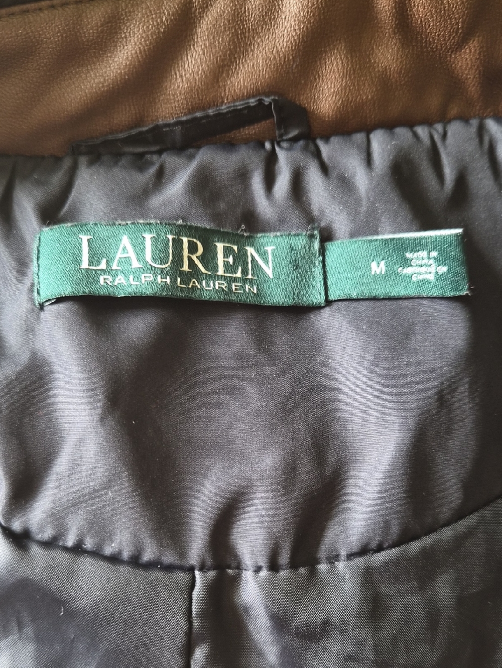 Ralph Lauren Navy Quilted Hooded Puffer with Brown Trim - Picture 10 of 12